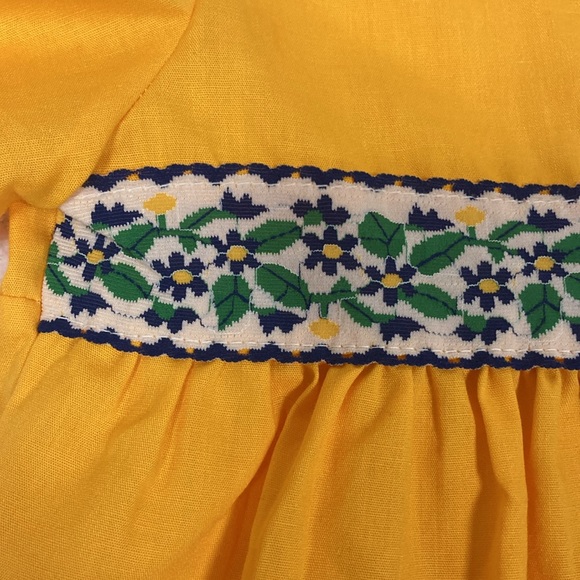 Vintage Kate Greenaway marigolds yellow button up dress Peter Pan collar 6x - Picture 3 of 9